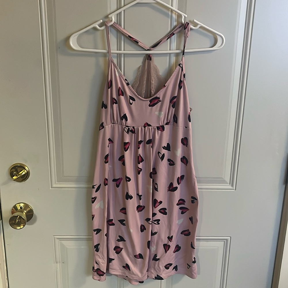 Pink/black heart nightgown size small